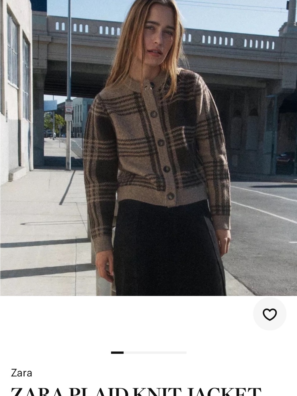 Zara Brown Plaid Cardigan , size M